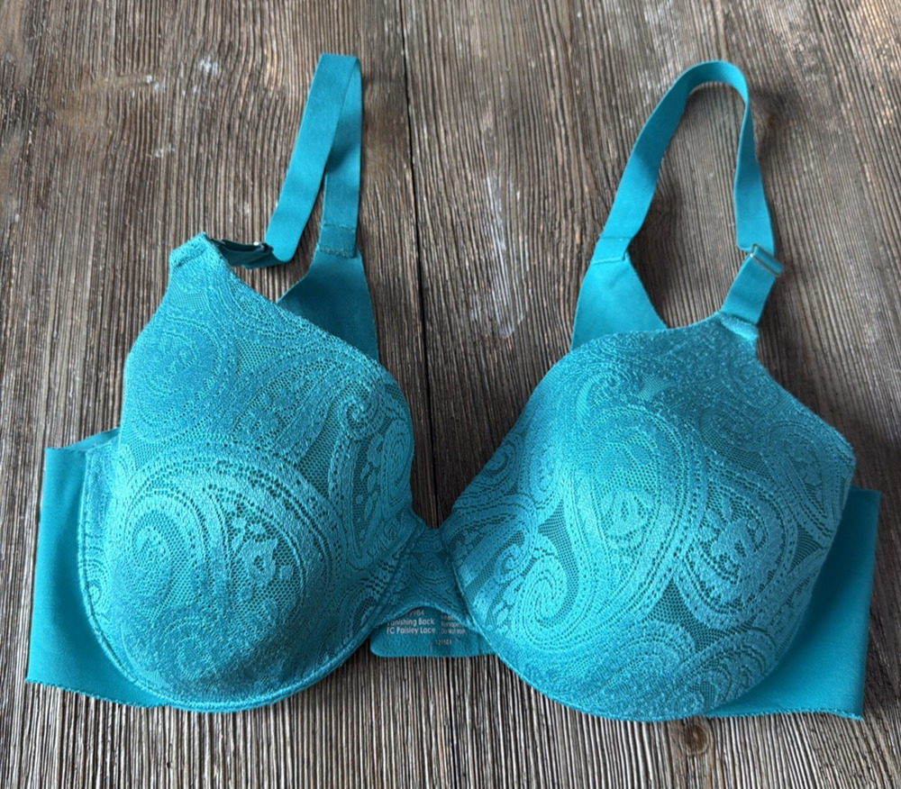 Soma Vanishing back full coverage paisley lace turquoise Minimizer Bra 36C